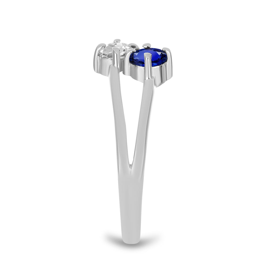 Anillo de Plata con Zafiro Azul Australiano y Topacio Blanco