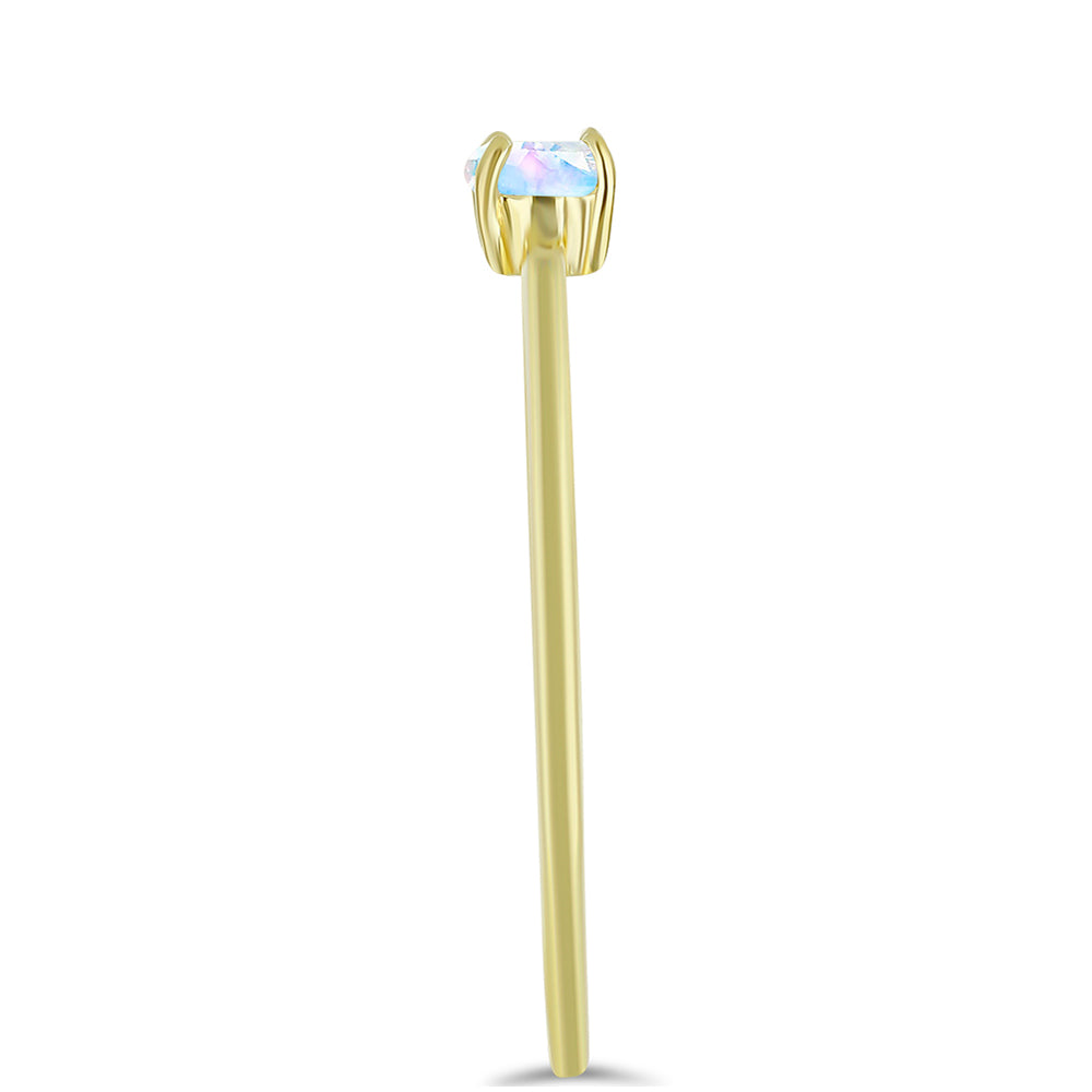 Anillo de Plata Bañada en Oro con Piedra Lunar Arco Iris