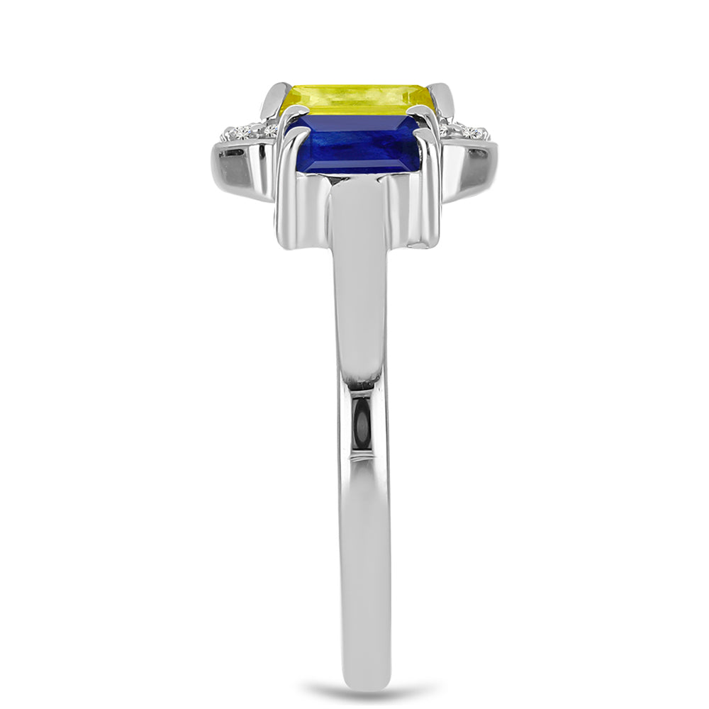 Anillo de Plata con Zafiro Amarillo y Zafiro azul Australiano