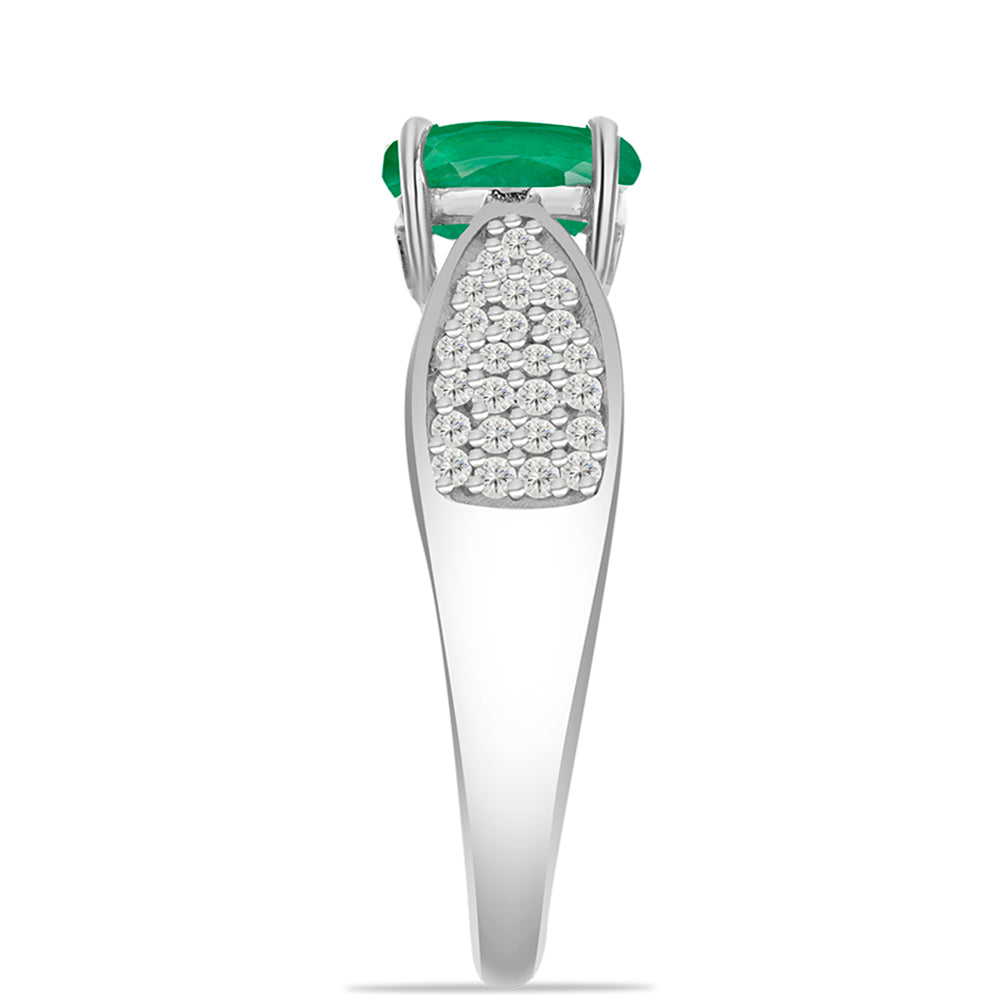 Anillo de Plata con Esmeralda de Brasil y Topacio Blanco