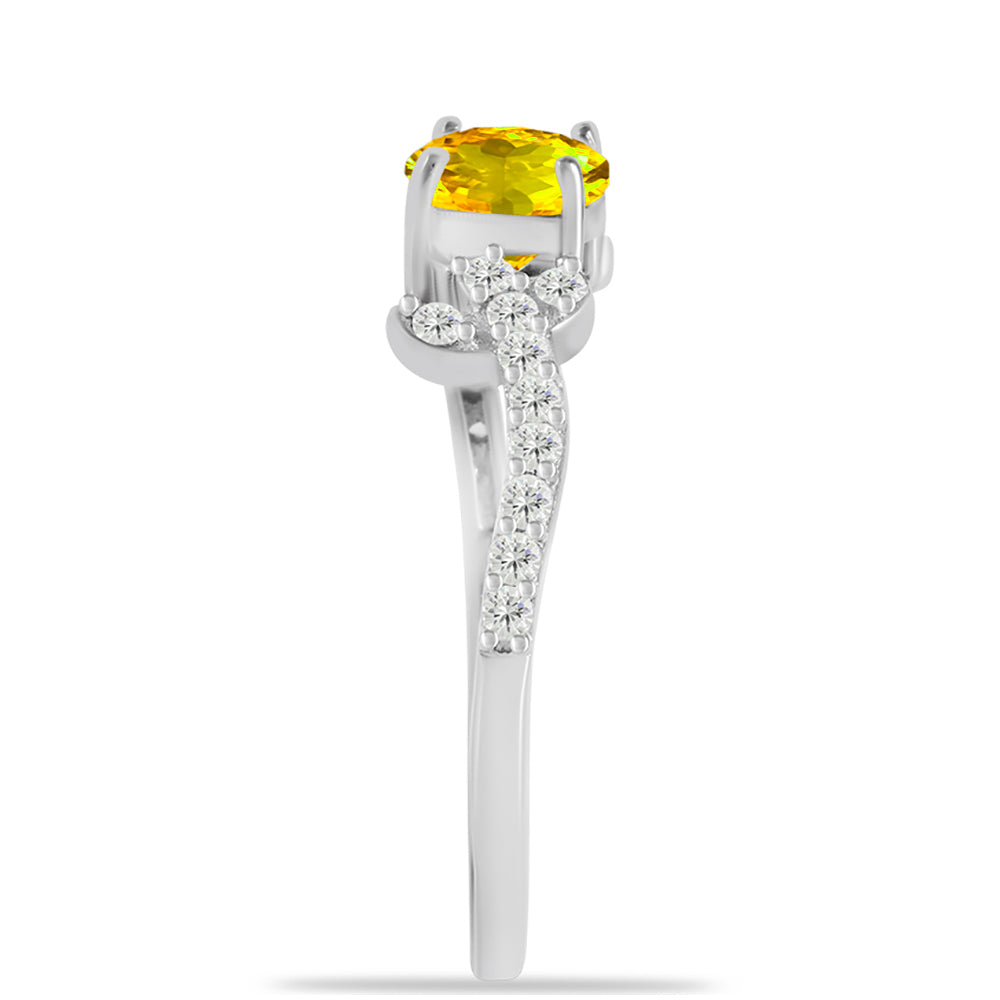 Anillo de Plata con Citrino de los Montes Urales y Topacio Blanco
