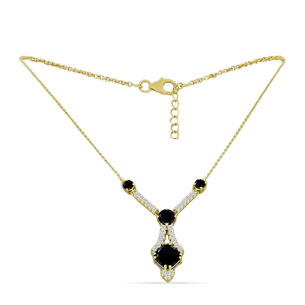 Collar de Plata Bañada en Oro con Topacio Blanco