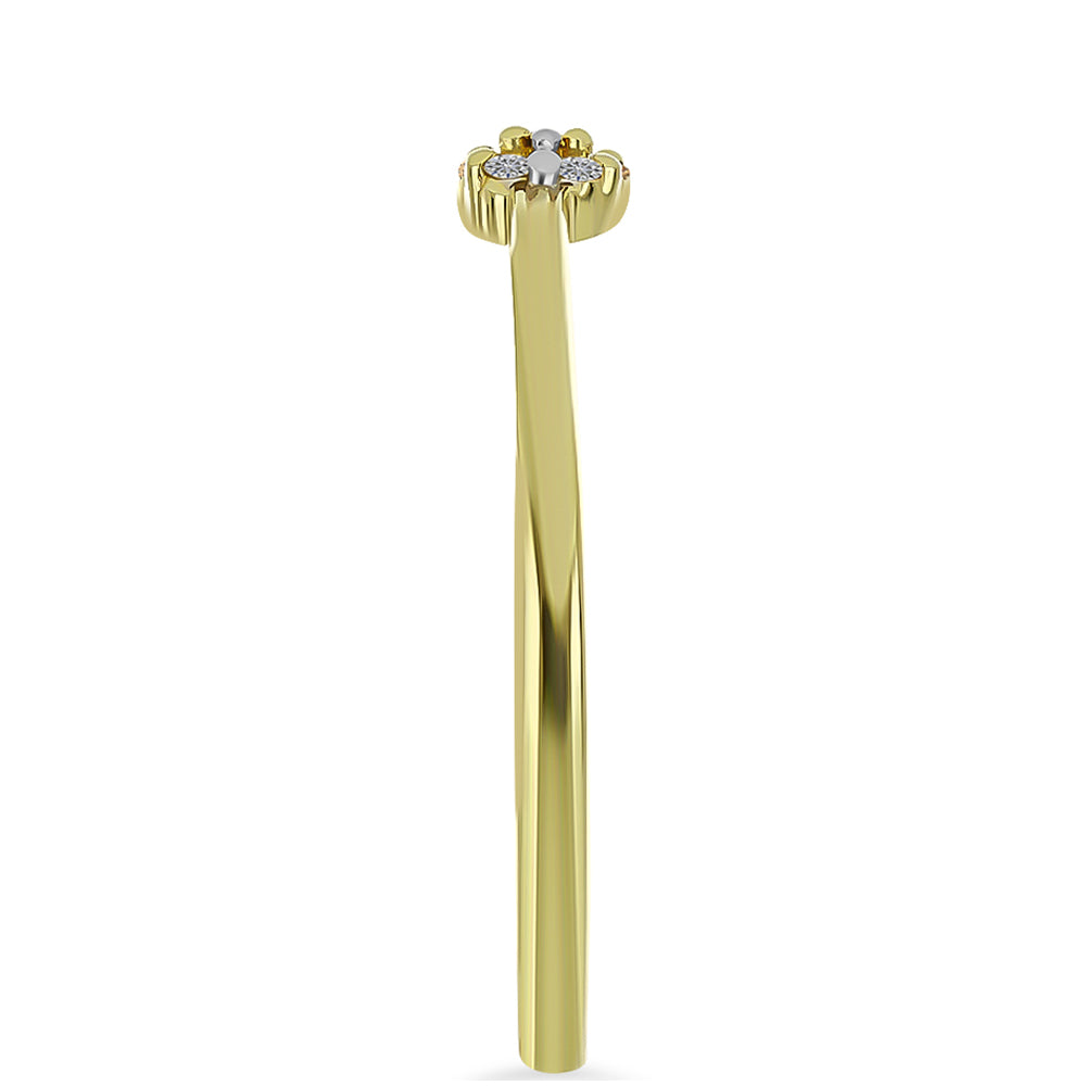 Anillo de Plata Bañada en Oro con Diamante Champagne y Diamante blanco