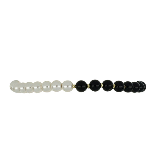 Pulsera de Plata Bañada en Oro con Ónix negro de Suwar y Perla de Agua Dulce