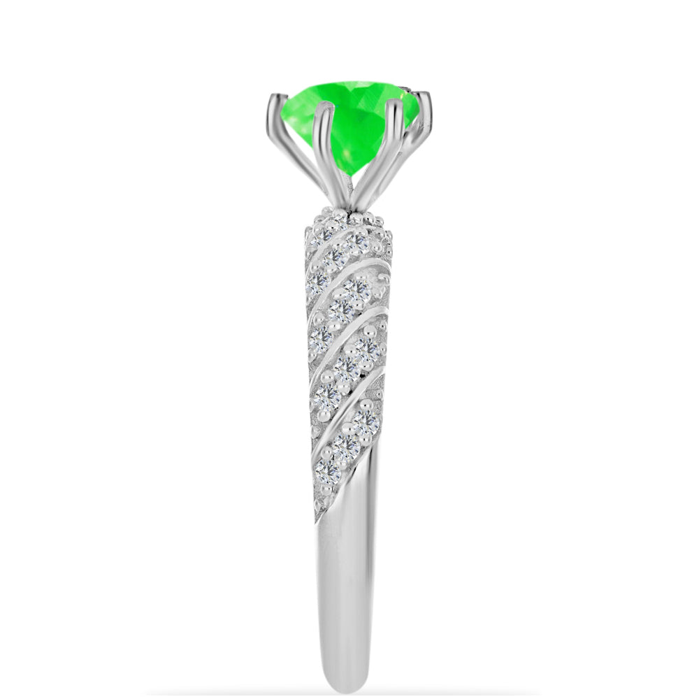 Anillo de Plata con Ópalo Hialita y Topacio Blanco
