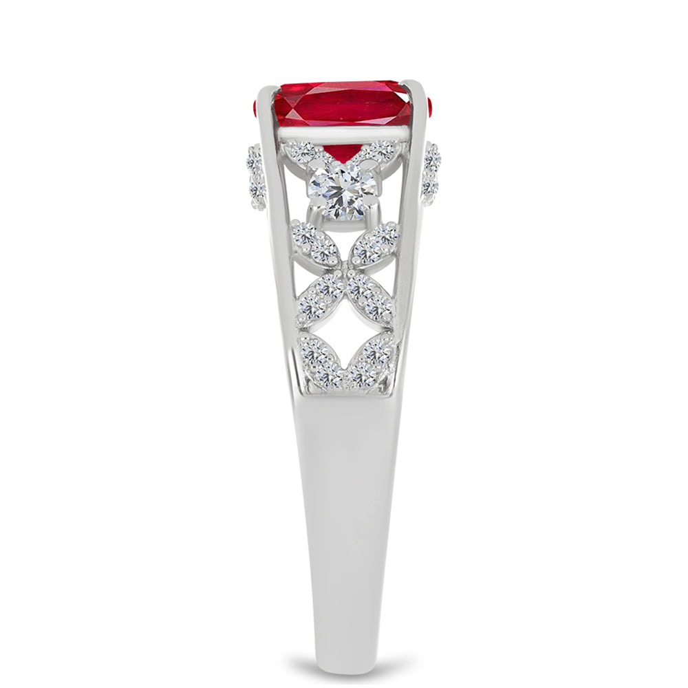 Anillo de Plata con Ágata Roja y Topacio Blanco