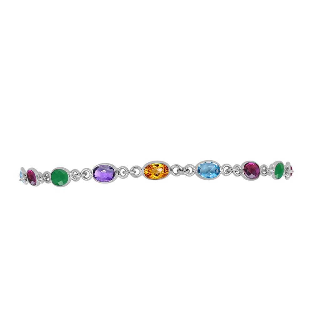 Pulsera de Plata con Amatista de Marruecos y Ágata Verde