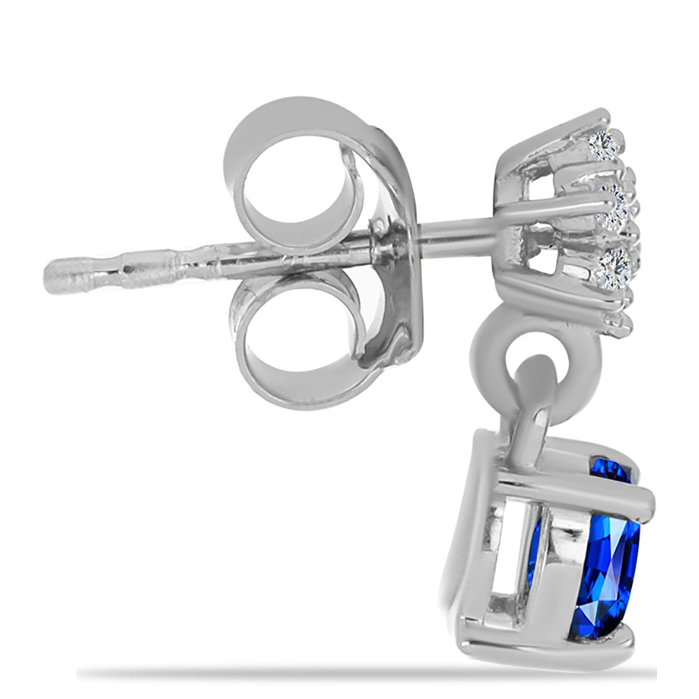 Pendientes de Plata con Zafiro Azul Australiano y Topacio Blanco