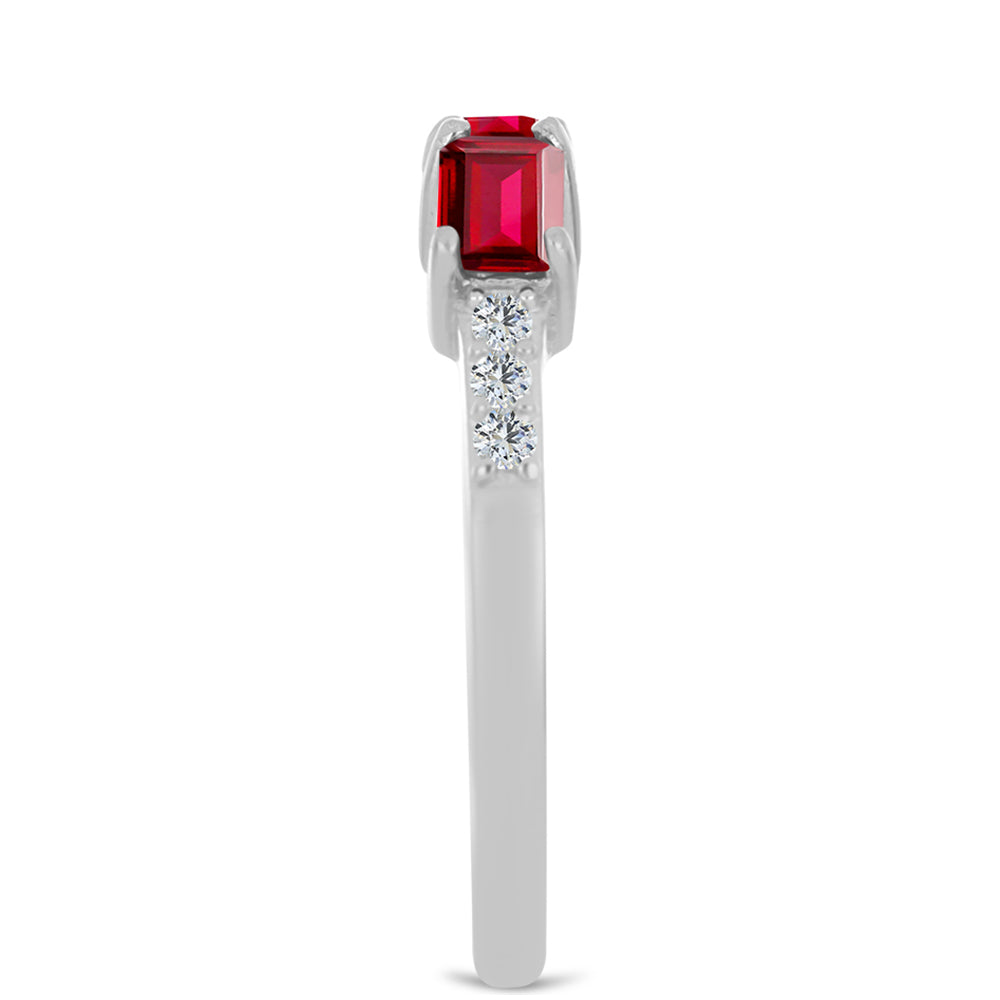Anillo de Plata con Rubí de Madagascar y Topacio Blanco