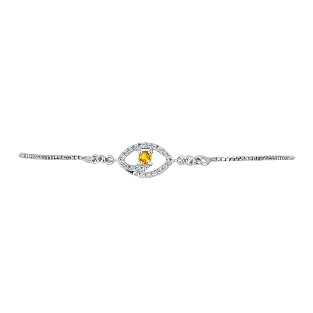 Pulsera de Plata con Citrino de los Montes Urales y Topacio Blanco
