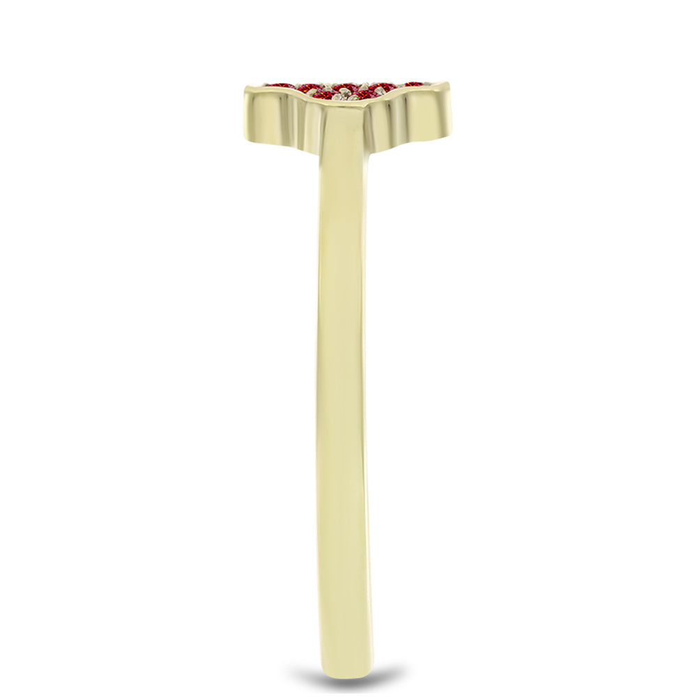 Anillo de Plata Bañada en Oro con Majestuosa moisanita roja