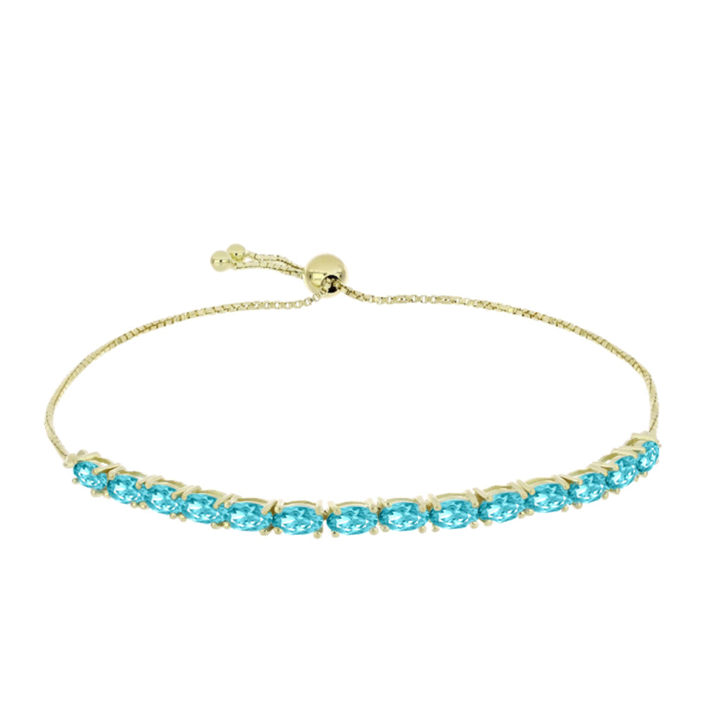 Pulsera de Plata Bañada en Oro con Cuarzo Paraiba