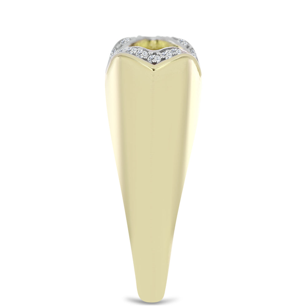 Anillo de Plata Bañada en Oro con Diamante azul danzante y Topacio Blanco