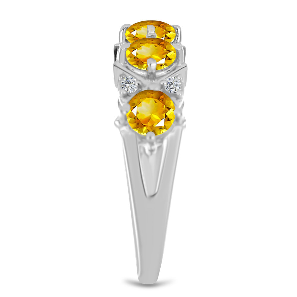 Anillo de Plata con Citrino de los Montes Urales y Topacio Blanco