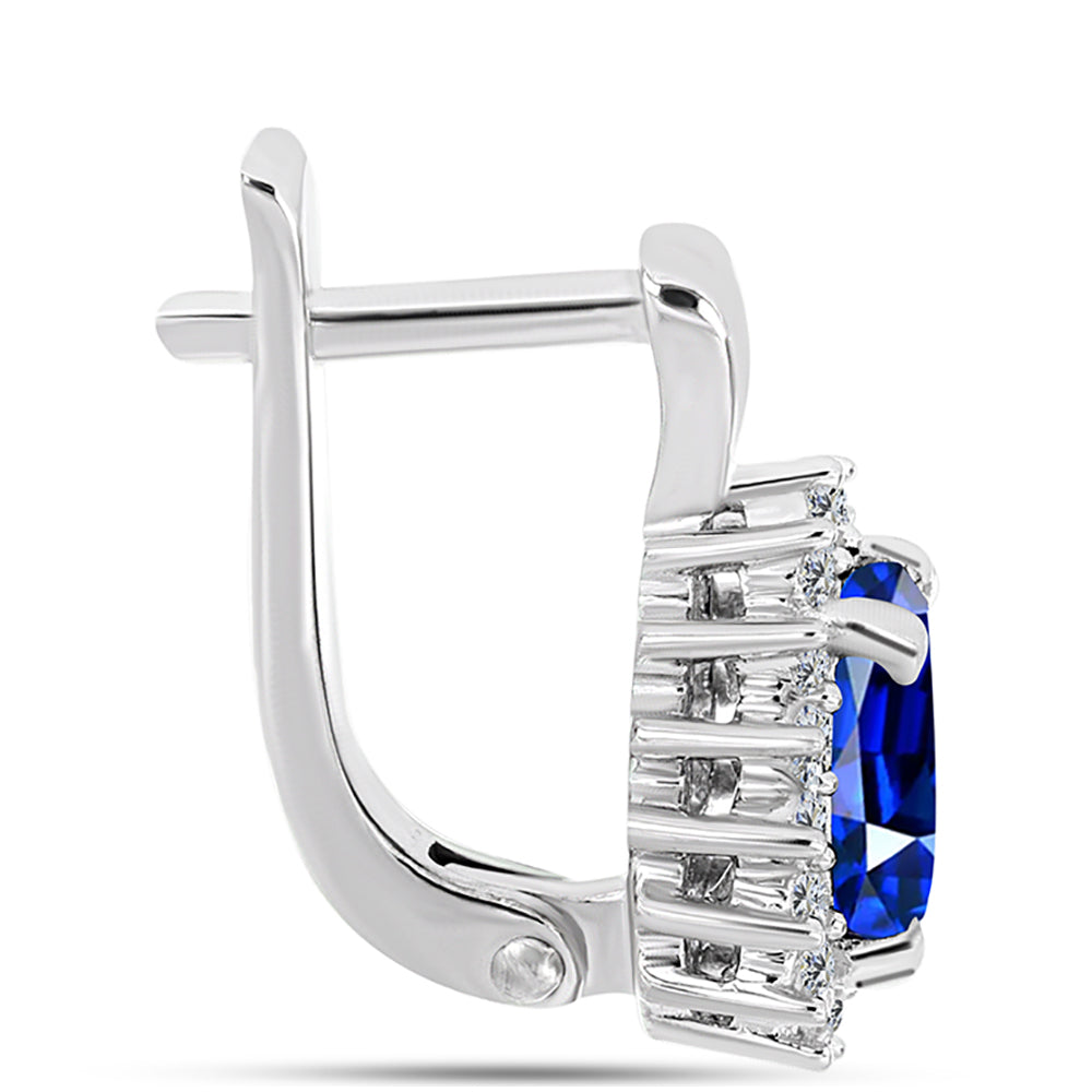 Pendientes de Plata con Zafiro Azul Australiano y Topacio Blanco