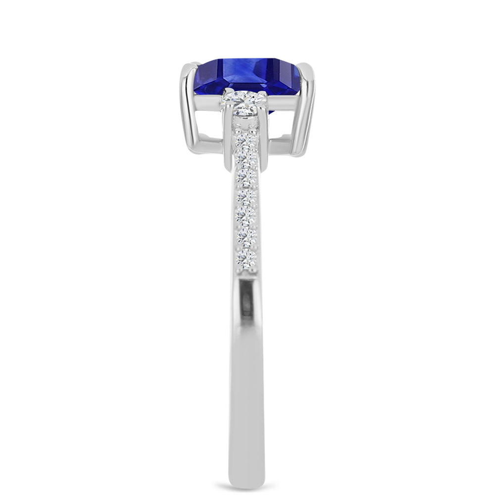 Anillo de Plata con Zafiro Azul Australiano y Topacio Blanco