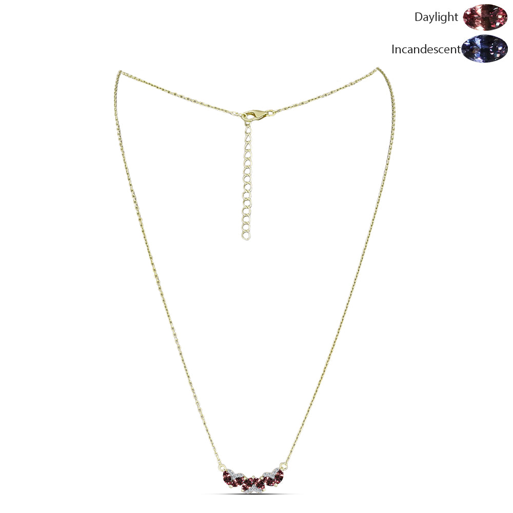 Collar de Plata Bañada en Oro con Granate Multicolor de Tsivory y Topacio Blanco