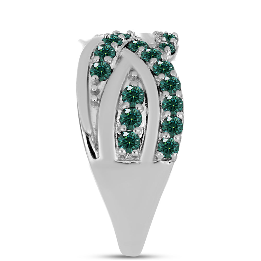 Anillo de Plata con Moissanita azul mar verdosa