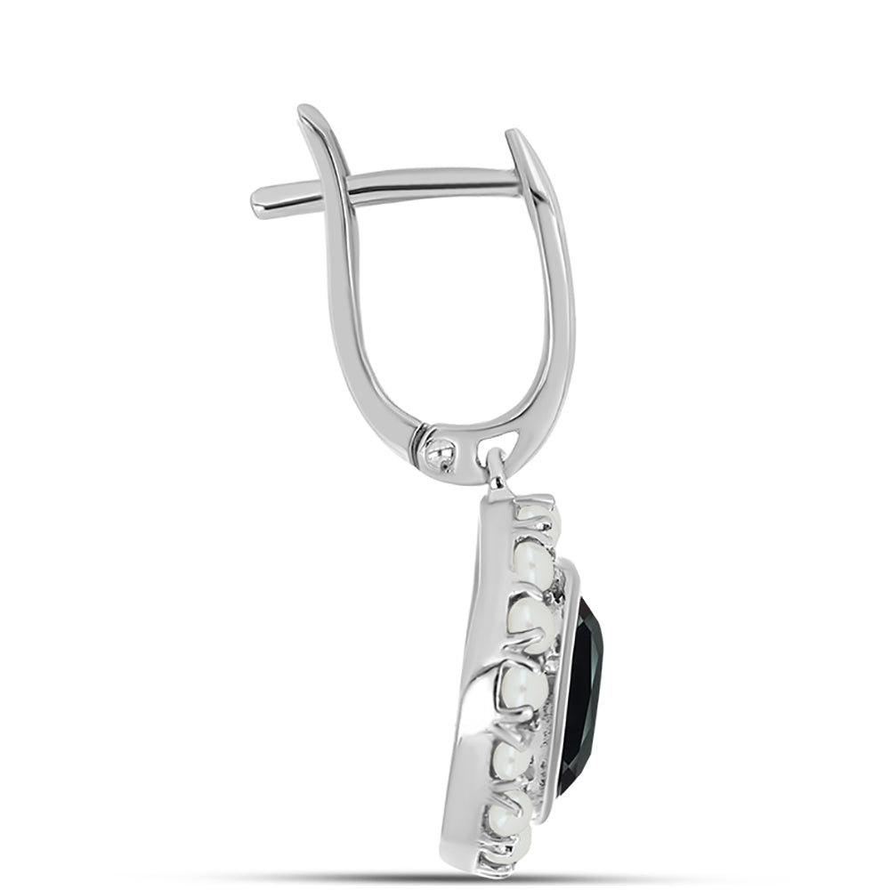 Pendientes de Plata con Obsidiana y Perla blanca de agua dulce