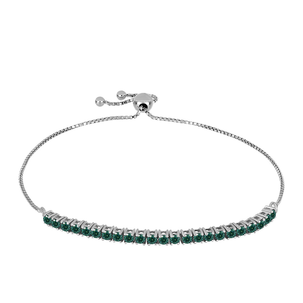 Pulsera de Plata con Moissanita azul mar verdosa