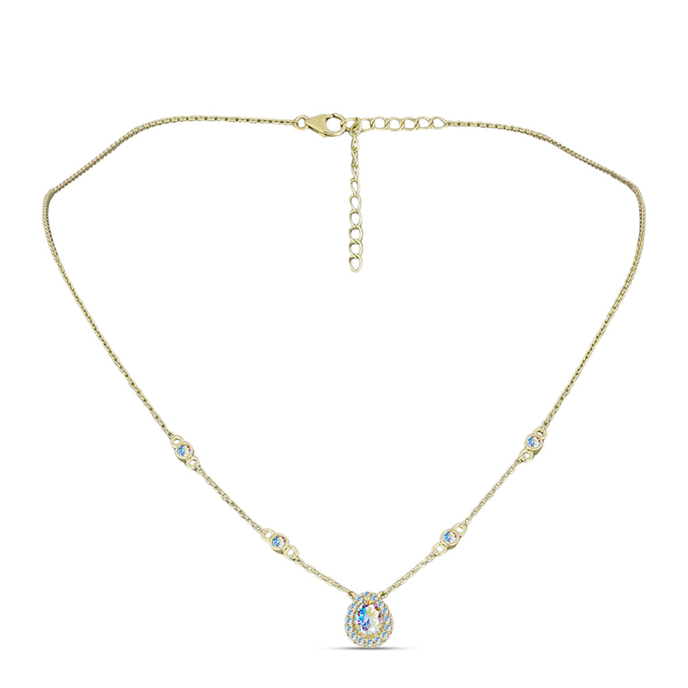 Collar de Plata Bañada en Oro con Moisanita hielo