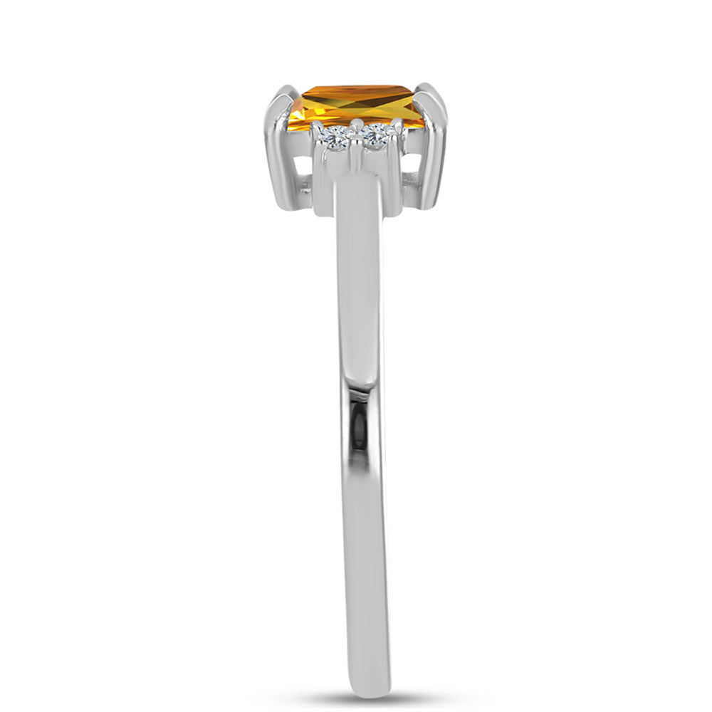 Anillo de Plata con Topacio amarillo imperial y Topacio Blanco
