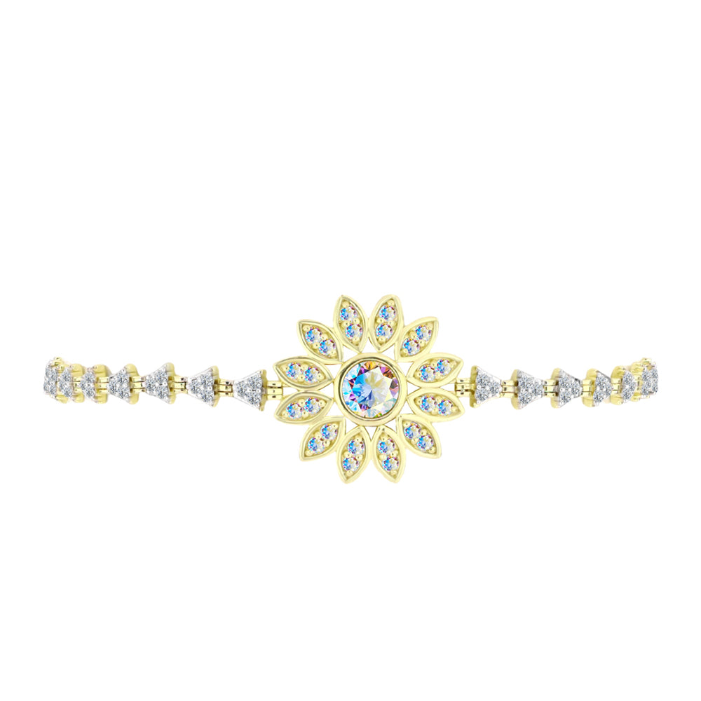 Pulsera de Plata Bañada en Oro con Moisanita hielo y Topacio Blanco