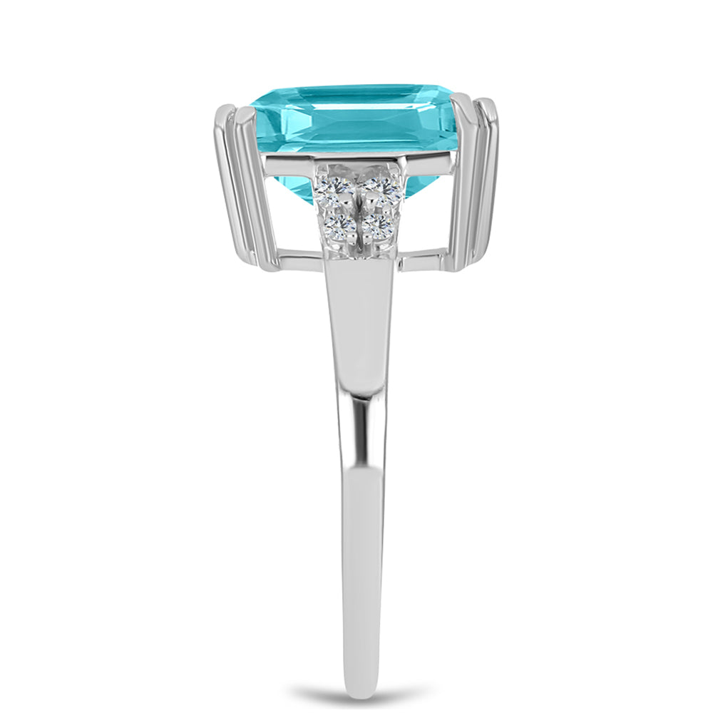 Anillo de Plata con Cuarzo Paraiba y Topacio Blanco