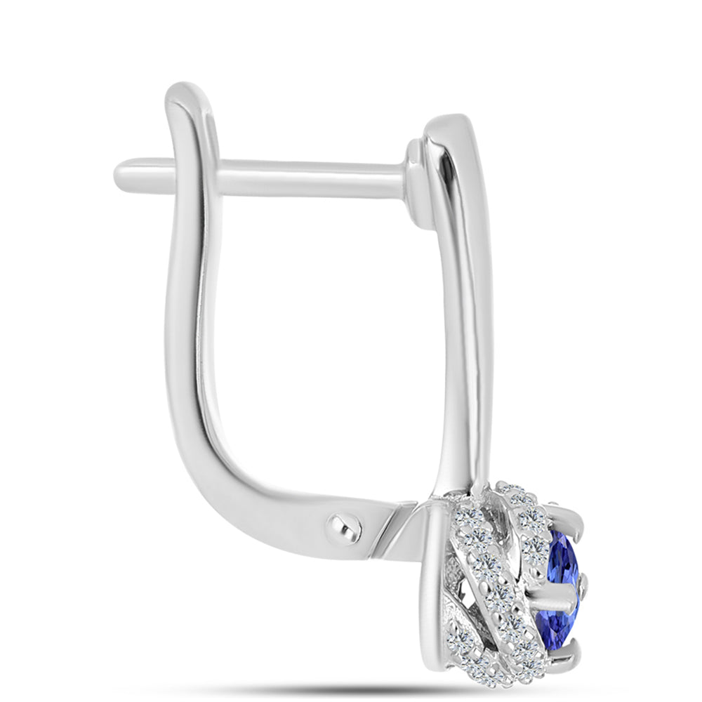 Pendientes de Plata con Tanzanita AAA y Topacio Blanco