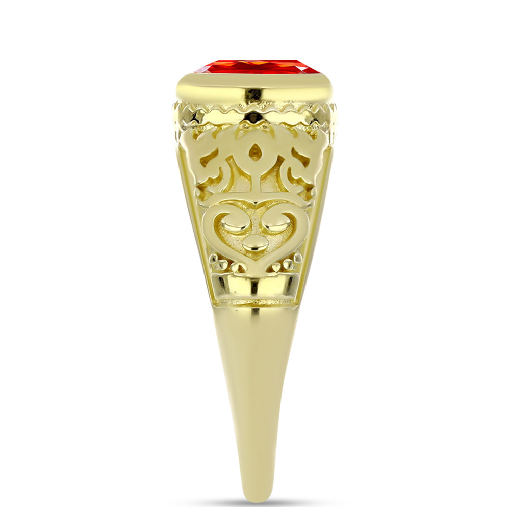 Anillo de Plata Bañada en Oro con Ópalo Rojo etíope de Lega Dembi