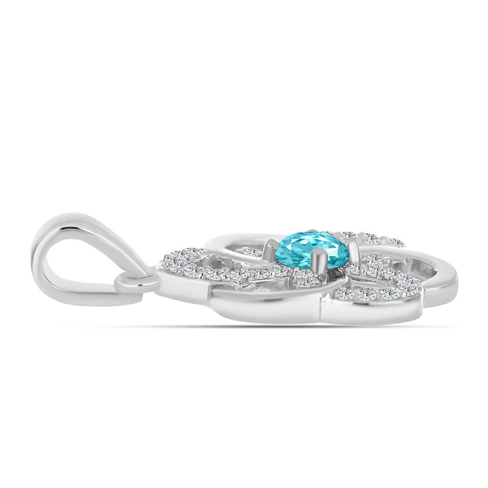 Colgante de Plata con Cuarzo Paraiba y Topacio Blanco