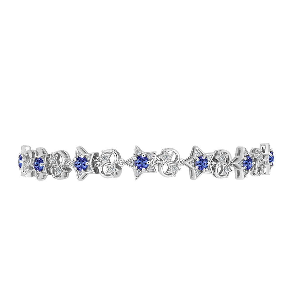 Pulsera de Plata con Tanzanita AAA y Topacio Blanco