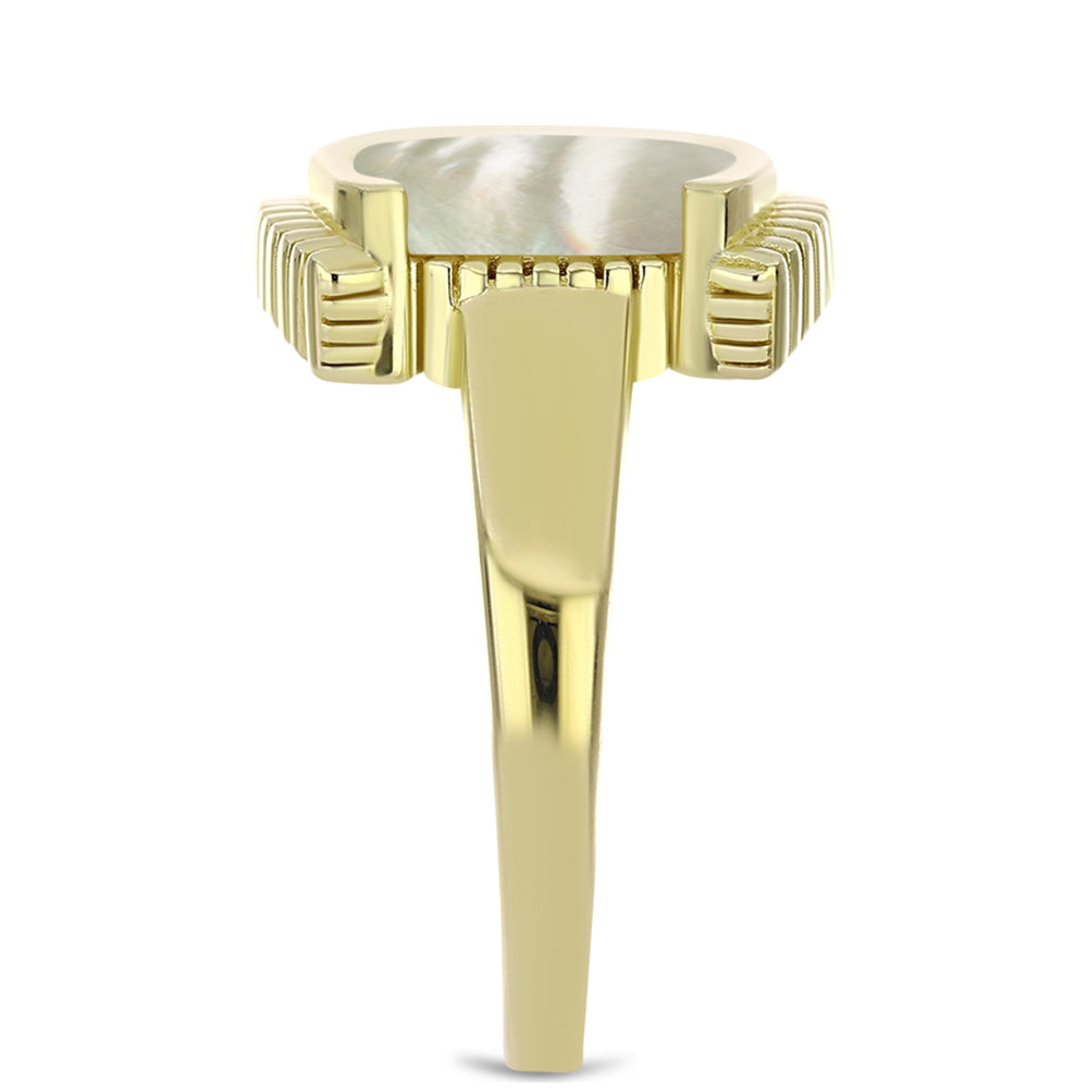 Anillo de Plata Bañada en Oro con Madreperla