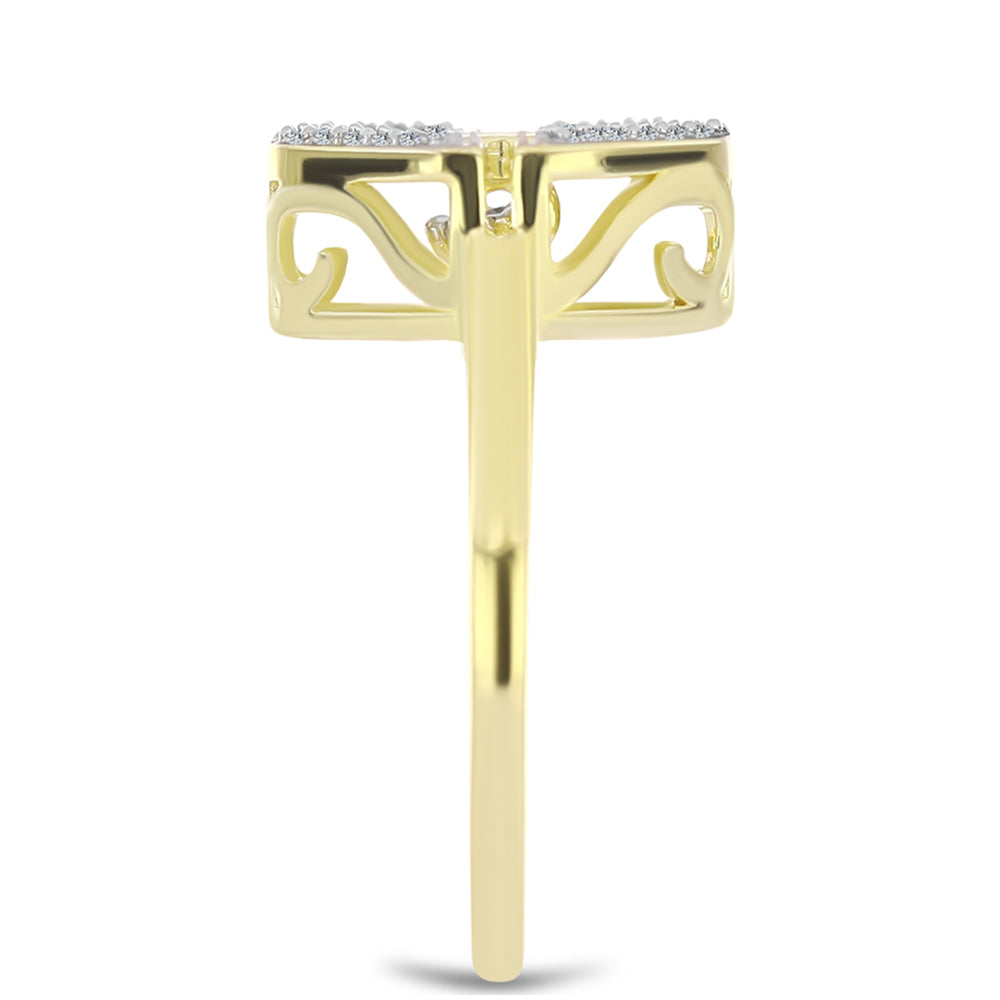 Anillo de Plata Bañada en Oro con Diamante blanco y Topacio Blanco