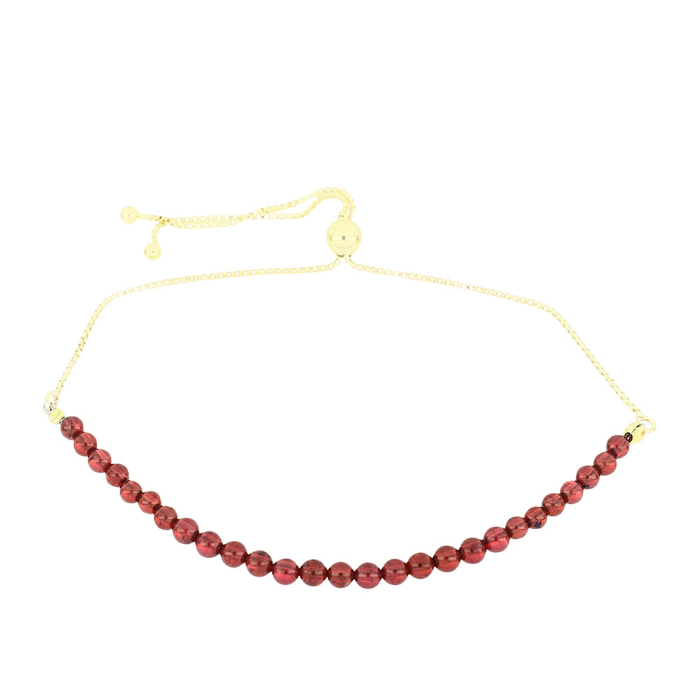 Pulsera de Plata Bañada en Oro con Granate Rodolita
