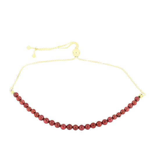 Pulsera de Plata Bañada en Oro con Granate Rodolita