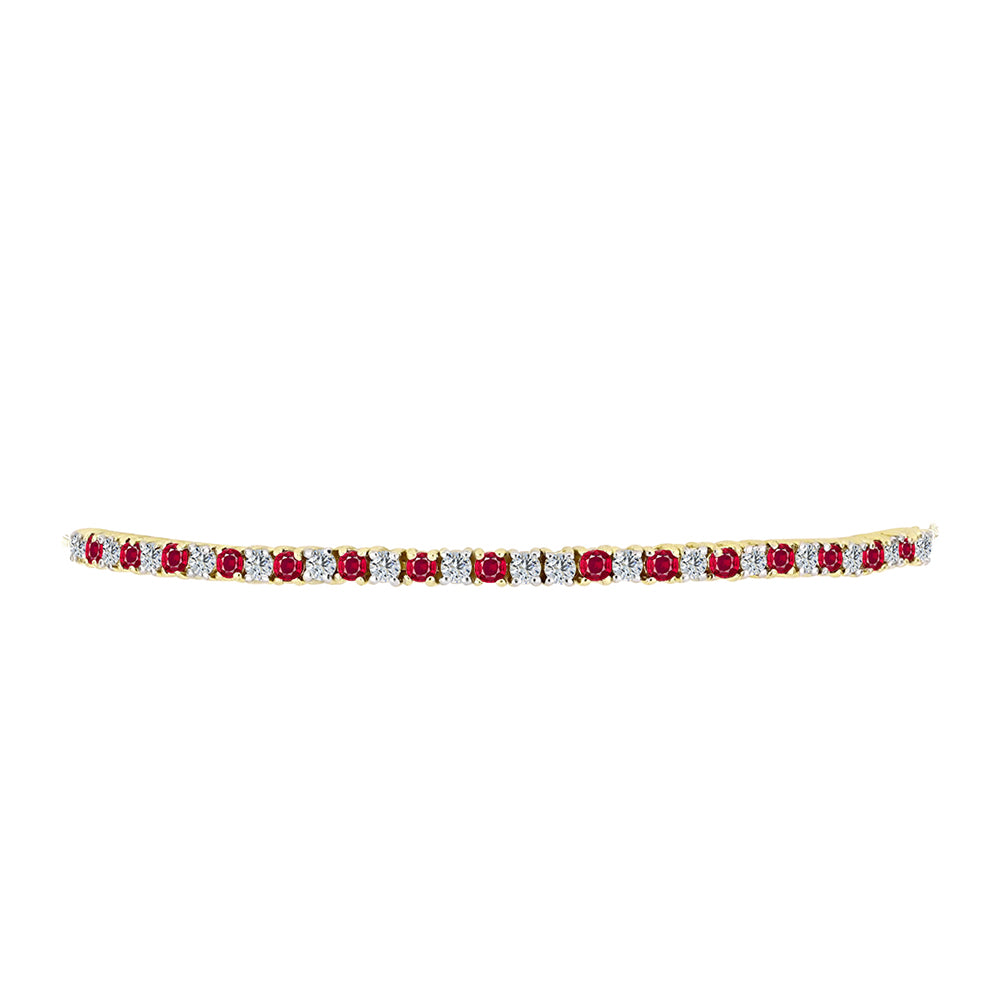 Pulsera de Plata Bañada en Oro con Rubí de Madagascar y Topacio Blanco