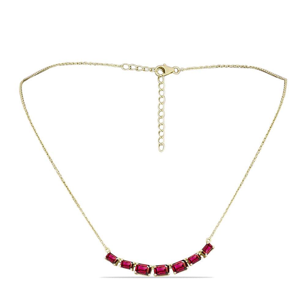 Collar de Plata Bañada en Oro con Granate Rodolita