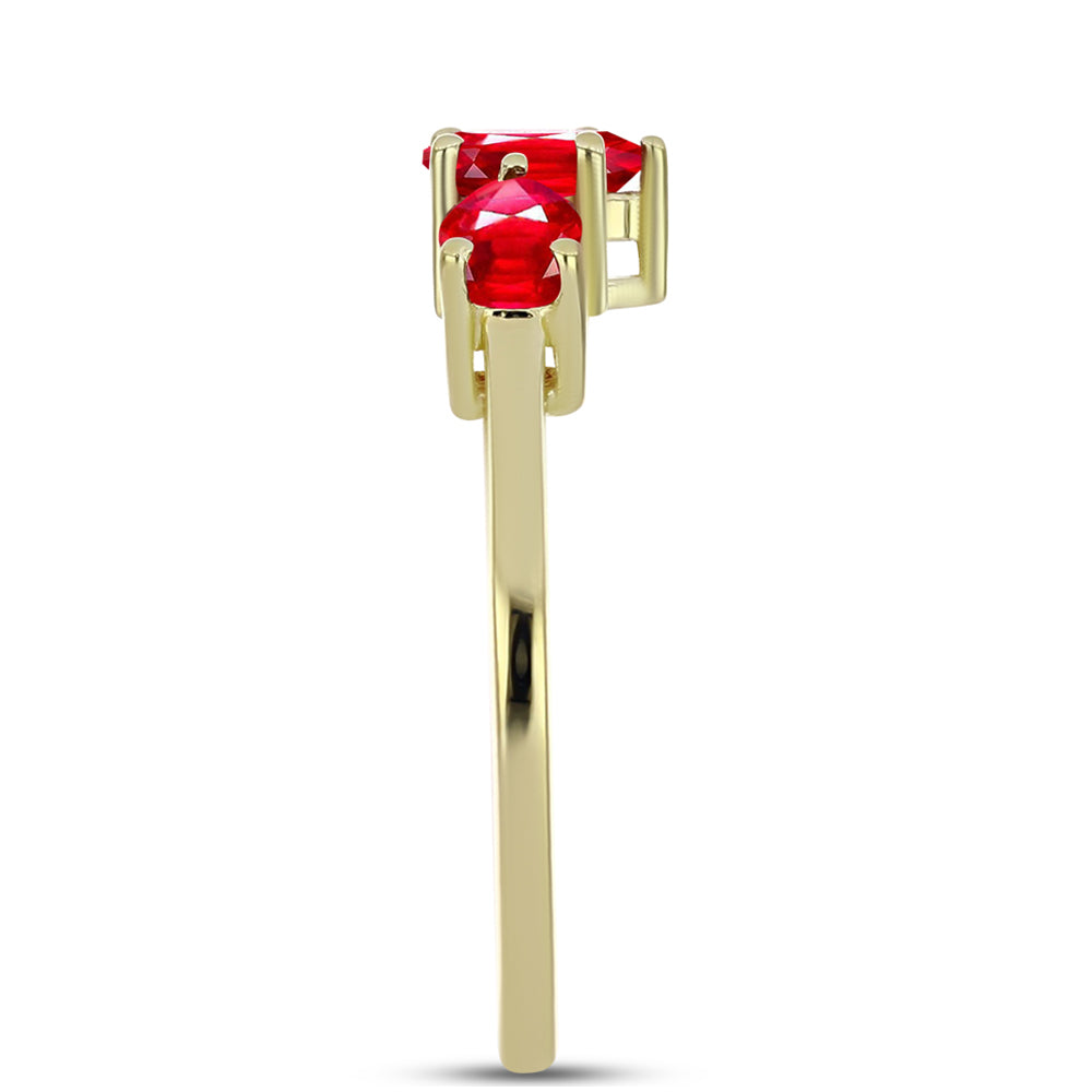 Anillo de Plata Bañada en Oro con Ágata Roja