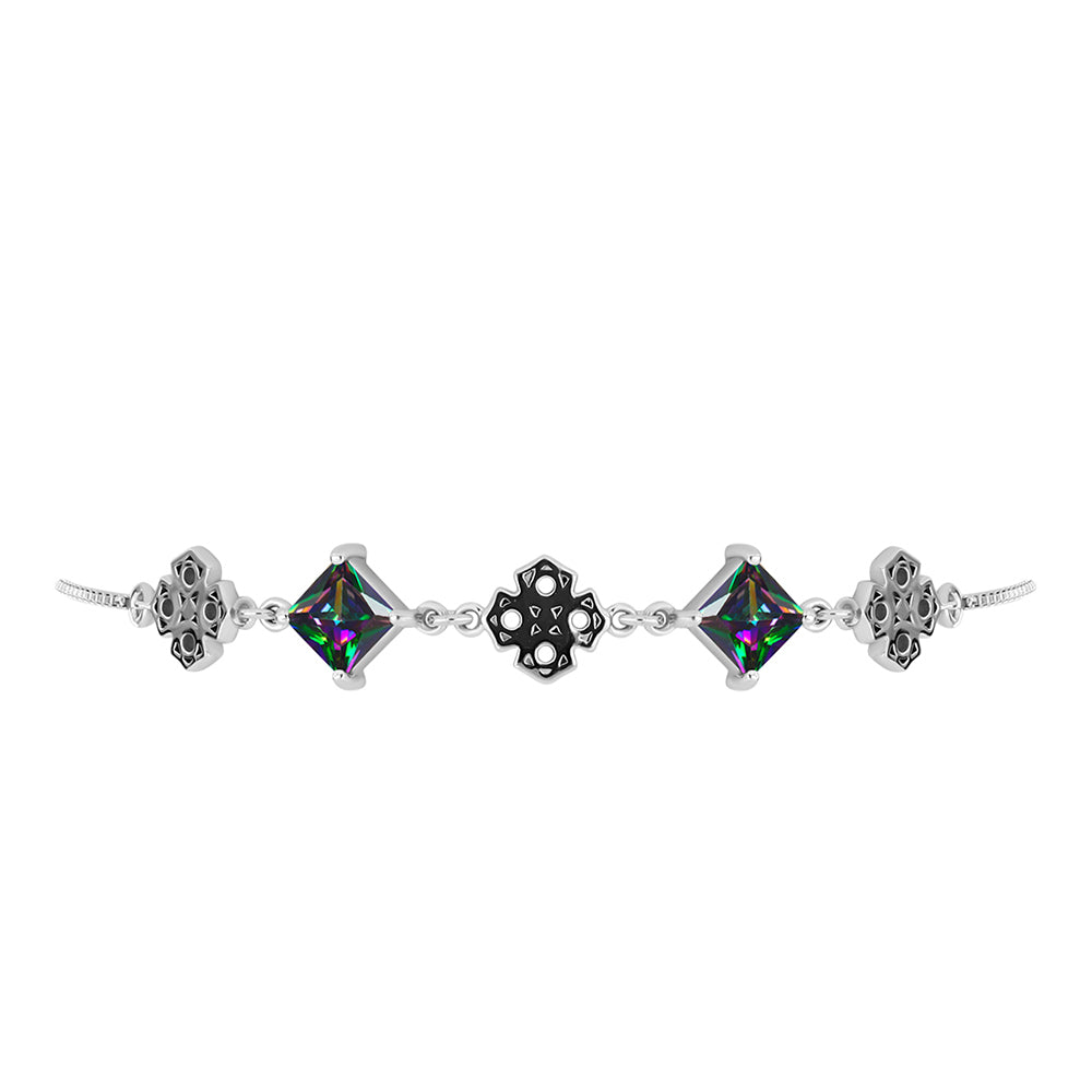 Pulsera de Plata con Cuarzo Místico Verde de Brasil