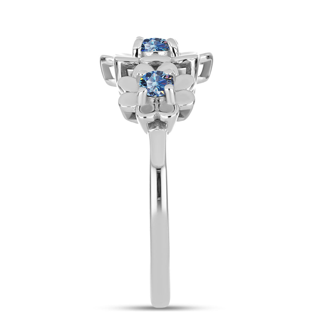 Anillo de Plata con Moisanita azul océano