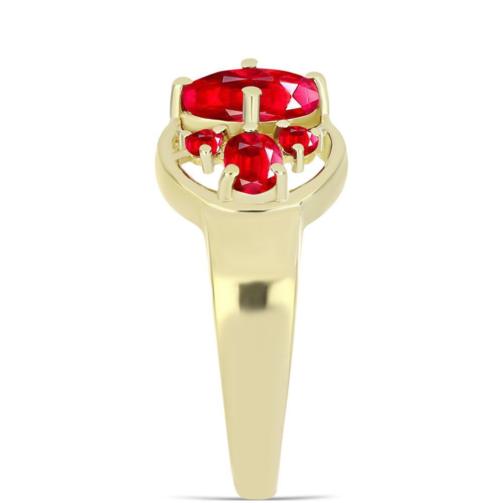 Anillo de Plata Bañada en Oro con Ágata Roja