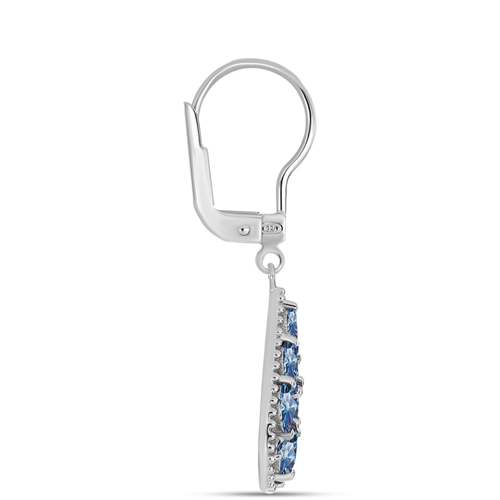 Pendientes de Plata con Moisanita azul océano