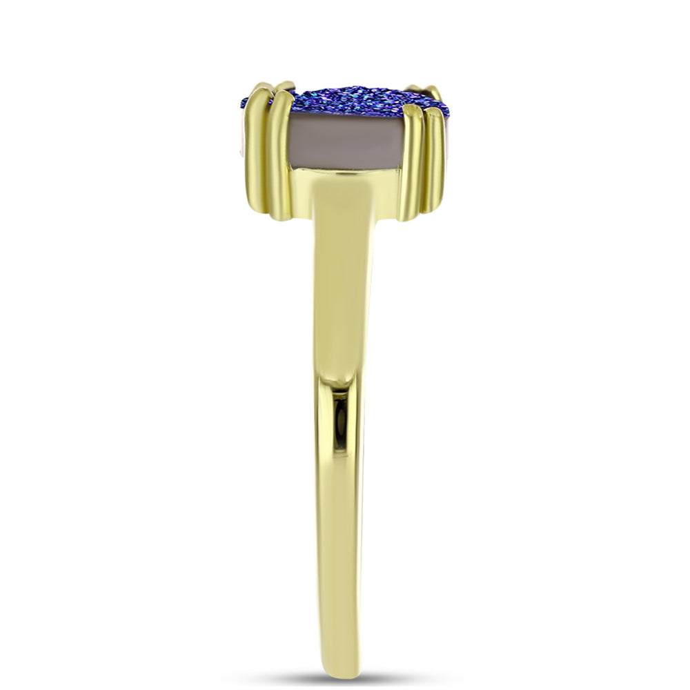 Anillo de Plata Bañada en Oro con Drusa Purpura