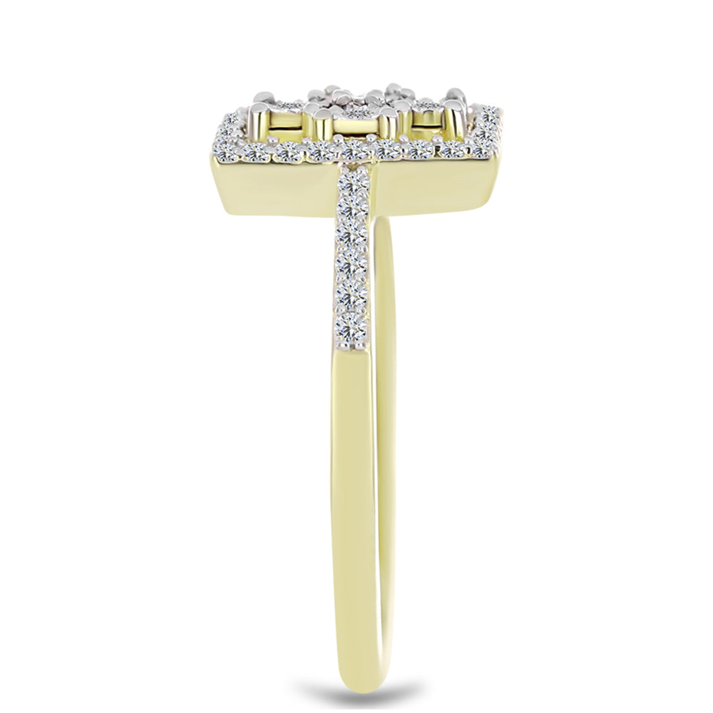Anillo de Plata Bañada en Oro con Diamante blanco y Topacio Blanco