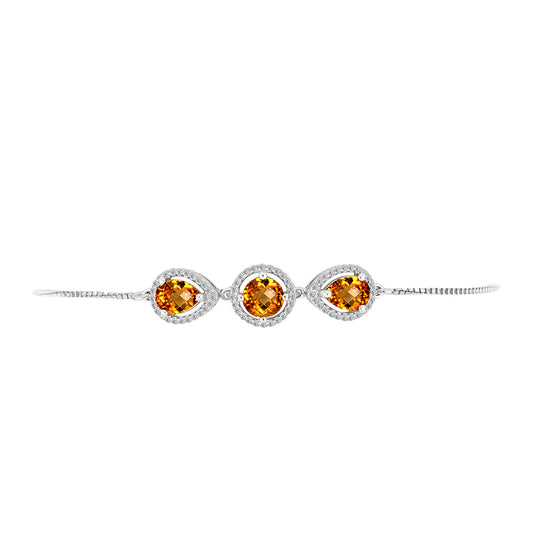 Pulsera de Plata con Citrino de Madeira y Topacio Blanco