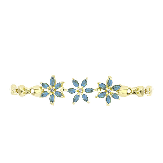 Pulsera de Plata Bañada en Oro con Labradorita y Topacio Blanco