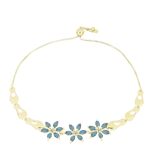 Pulsera de Plata Bañada en Oro con Labradorita y Topacio Blanco