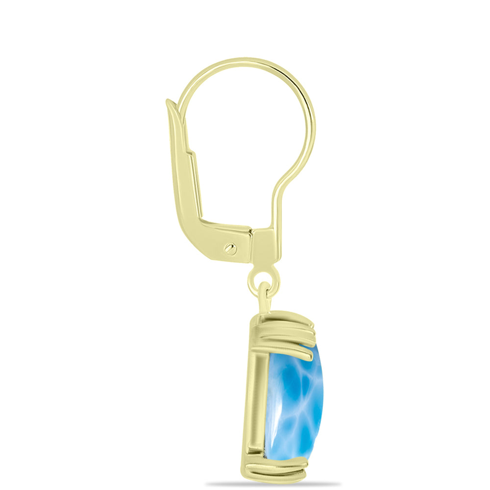 Pendientes de Plata Bañada en Oro con Larimar
