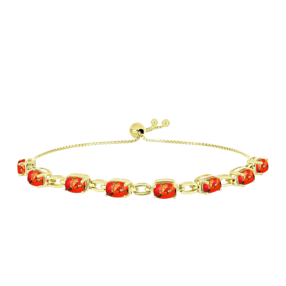 Pulsera de Plata Bañada en Oro con Turquesa de Mohave